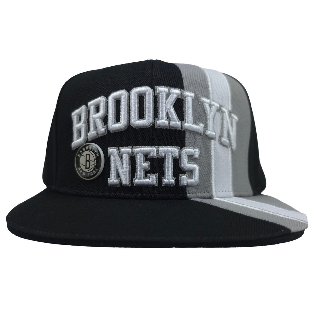 Brooklyn Nets Mitchell & Ness Snapback Hat Cap 3D Logo Cut Fabric Stripes New